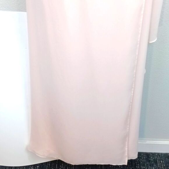 Ceremony by Joanna August Lola Blush Pink Ruffle Chiffon Wrap maxi Dress sz L - Picture 10 of 15